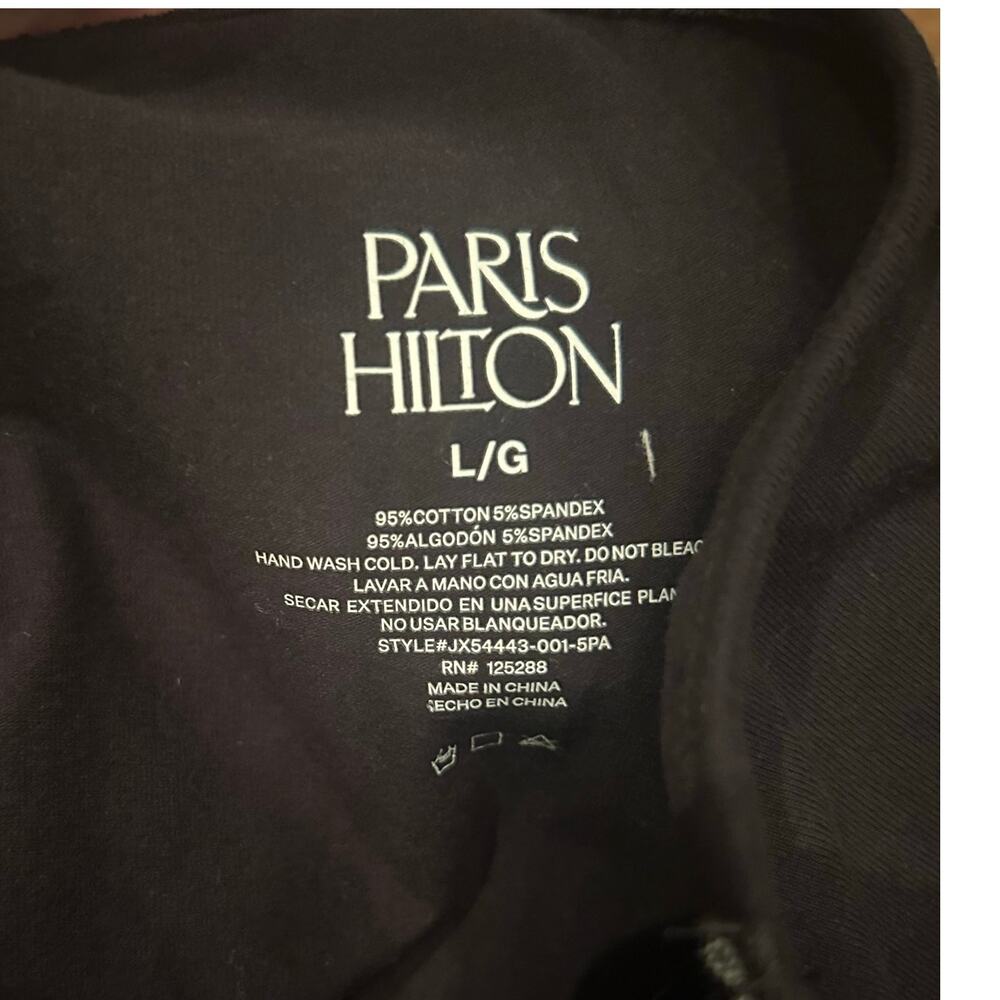 Paris Hilton Sliving Mobile Bandeau Top Women L Black NEW Lace Up Side Graphic - Picture 2 of 5